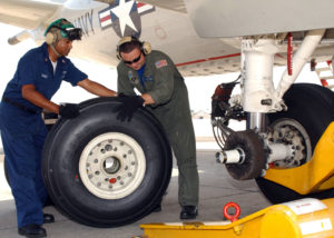 aircraft wheels and military technicians